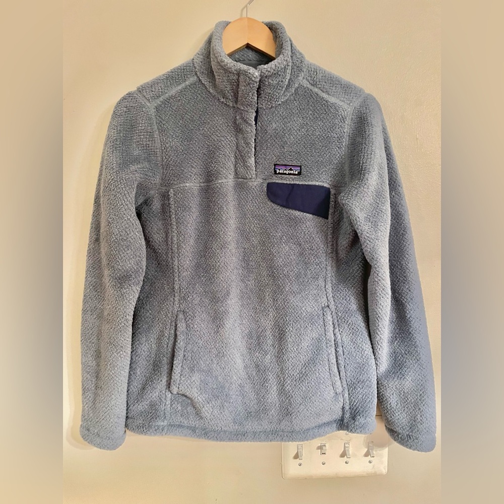 Patagonia Re-Tool Snap-T Fleece Pullover Women’s Medium  Dusty Blue- EUC